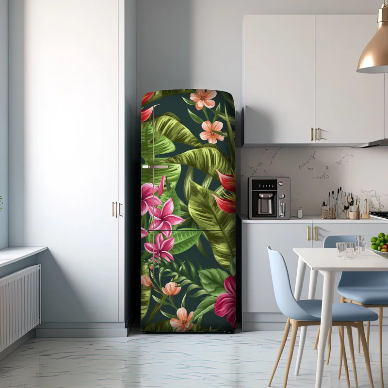 Kühlschrankaufkleber tropisches hibiskus- und plumeria-blumenmuster