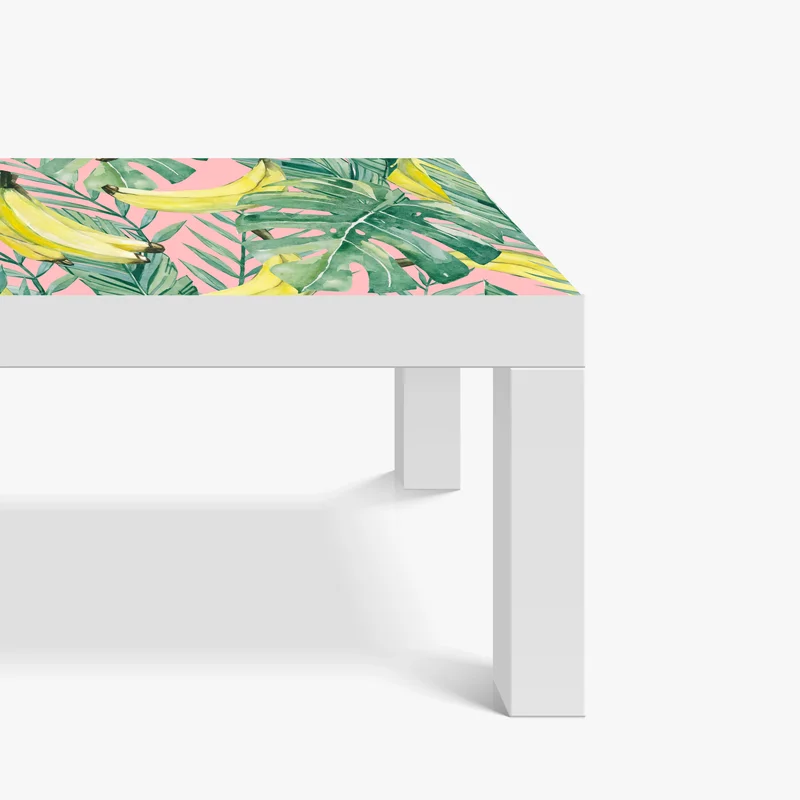 Tischaufkleber und Schreibtischaufkleber aquarell-bananen und blättermuster auf rosa hintergrund Tischaufkleber und Schreibtischaufkleber aquarell-bananen und blättermuster auf rosa hintergrund
