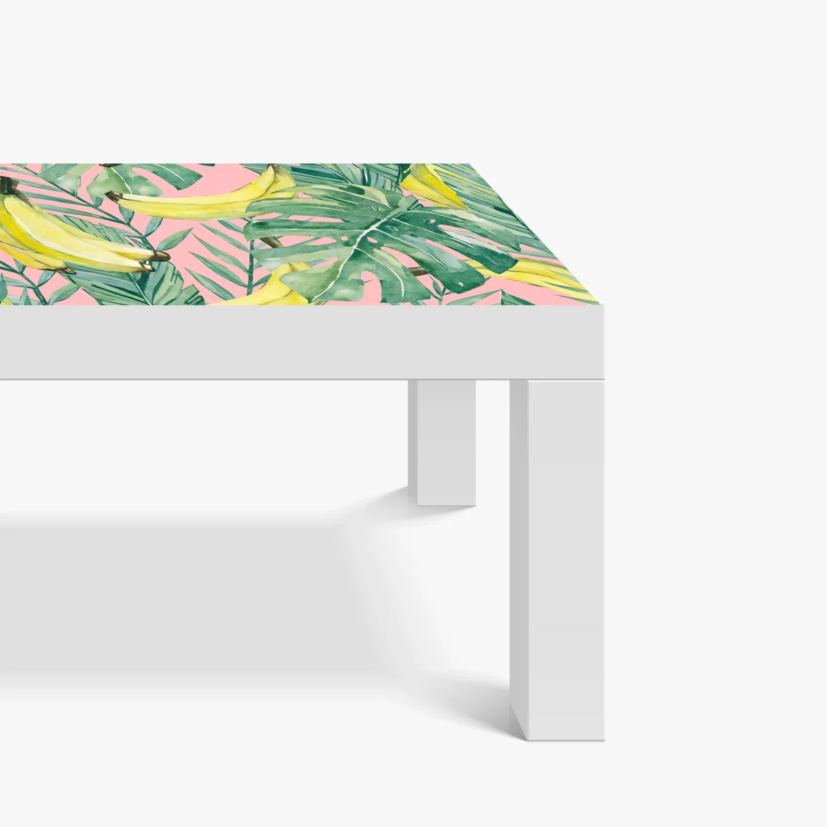 Tischaufkleber und Schreibtischaufkleber aquarell-bananen und blättermuster auf rosa hintergrund Tischaufkleber und Schreibtischaufkleber aquarell-bananen und blättermuster auf rosa hintergrund