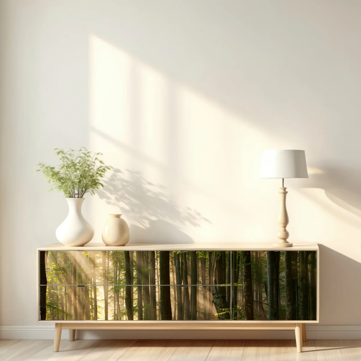 Repositionierbarer Aufkleber morgendliches licht im buchenwald • Repositionierbare Aufkleber bei Wallnifity® Repositionierbarer Aufkleber morgendliches licht im buchenwald • Repositionierbare Aufkleber bei Wallnifity®