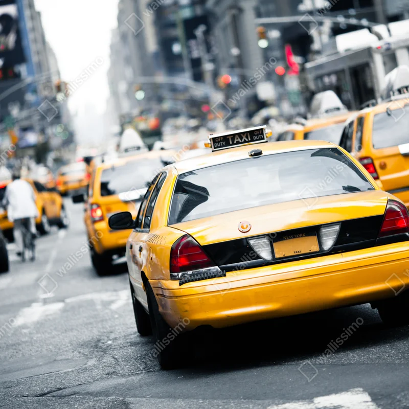Kühlschrankaufkleber gelbe taxis in einer belebten straße von New York Kühlschrankaufkleber gelbe taxis in einer belebten straße von New York