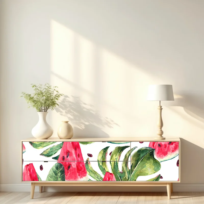 Repositionierbarer Aufkleber aquarell wassermelonen sommermuster