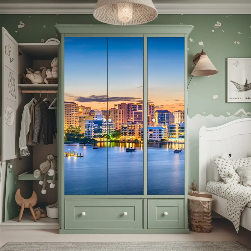 Schrankaufkleber Sarasota bei dämmerung über der bucht Schrankaufkleber Sarasota bei dämmerung über der bucht