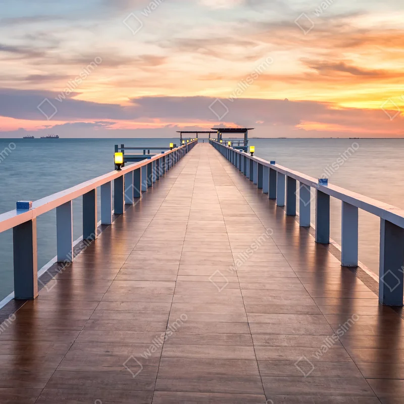 Leinwandbild seebrücke bei sonnenuntergang Leinwandbild seebrücke bei sonnenuntergang