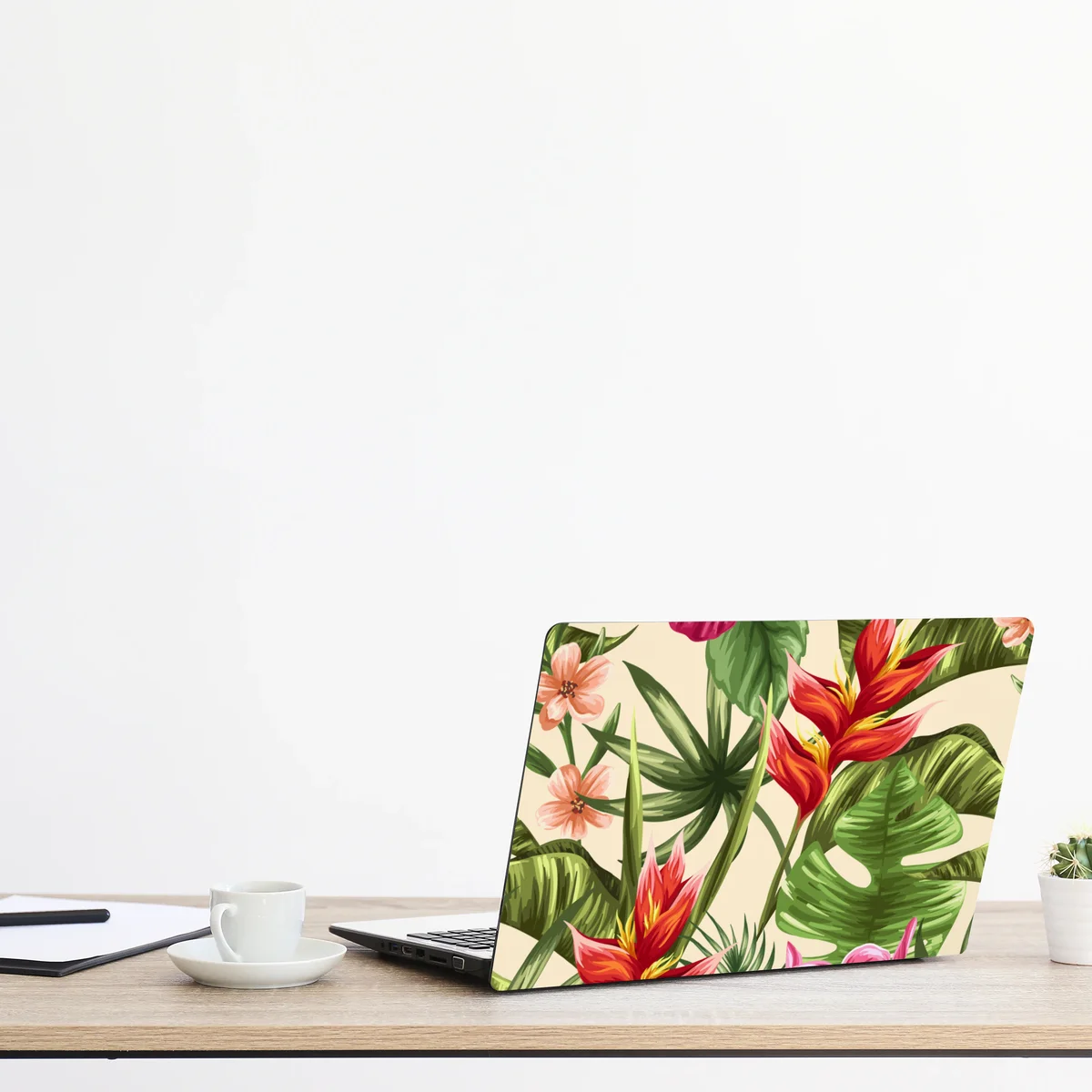 Laptop-Aufkleber tropisches blumenmuster mit hibiskus und plumeria Laptop-Aufkleber tropisches blumenmuster mit hibiskus und plumeria