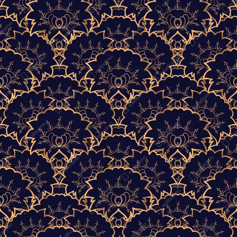 Kühlschrankaufkleber luxuriöses goldenes blütenmuster auf marineblau Kühlschrankaufkleber luxuriöses goldenes blütenmuster auf marineblau