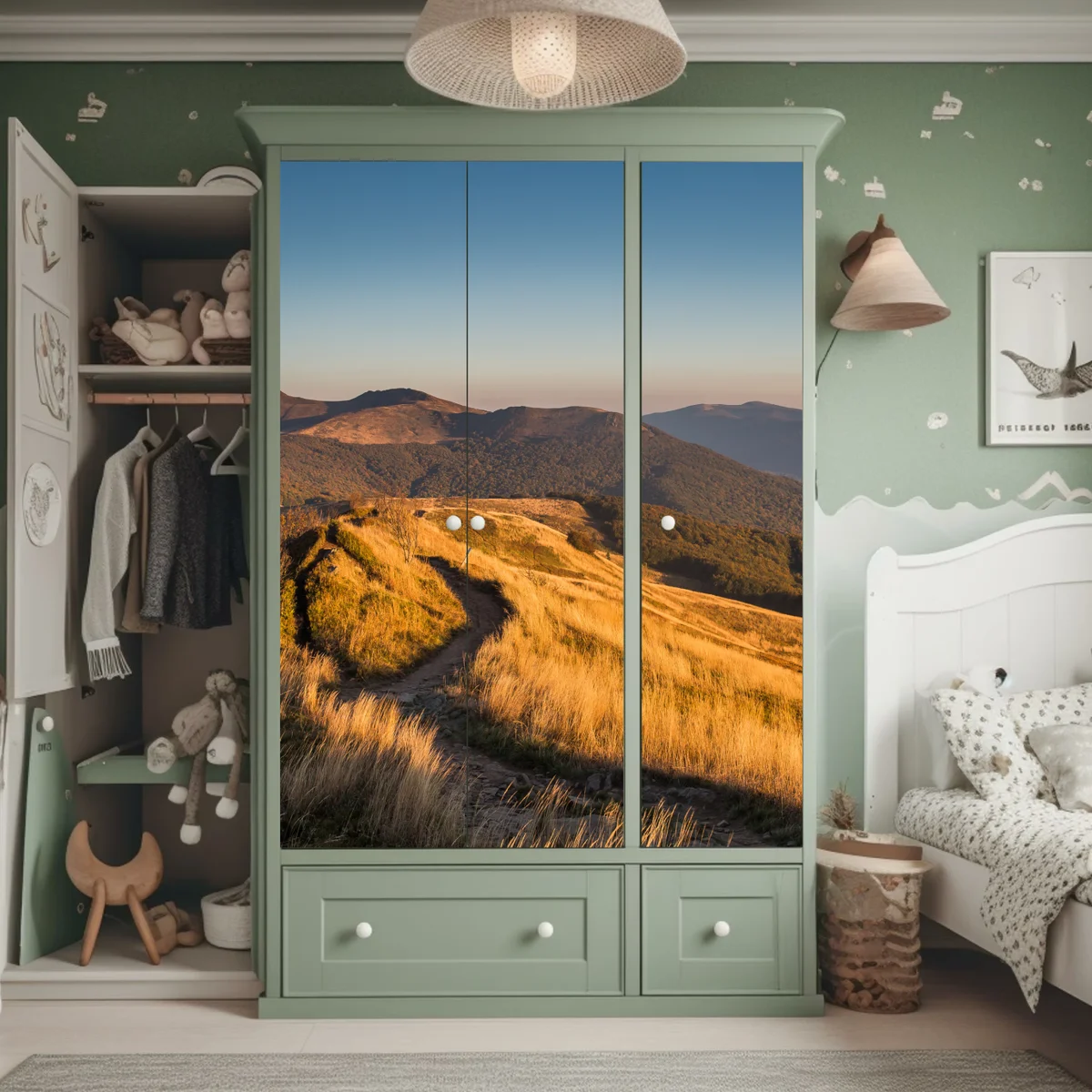 Schrankaufkleber goldener bergrücken bei sonnenuntergang Schrankaufkleber goldener bergrücken bei sonnenuntergang