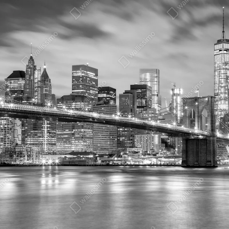 Poster schwarzweiß skyline von New York mit Brooklyn Bridge Poster schwarzweiß skyline von New York mit Brooklyn Bridge