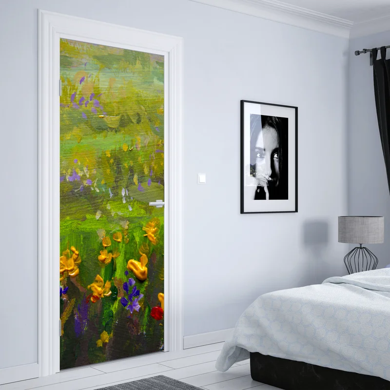 Türaufkleber lebendige wiese ölmalerei nahaufnahme