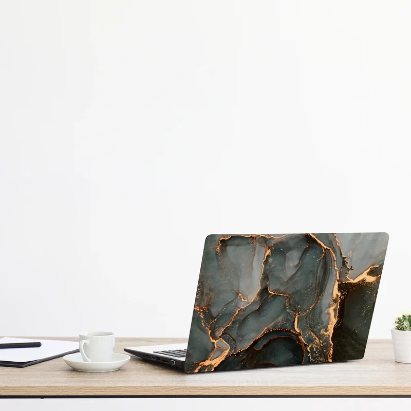 Laptop-Aufkleber luxuriöse türkis abstraktion mit goldenen adern