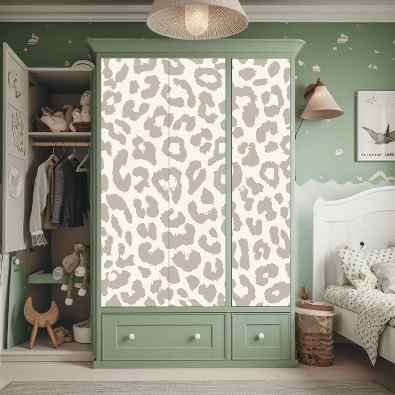 Schrankaufkleber neutrales beiges leopardenmuster