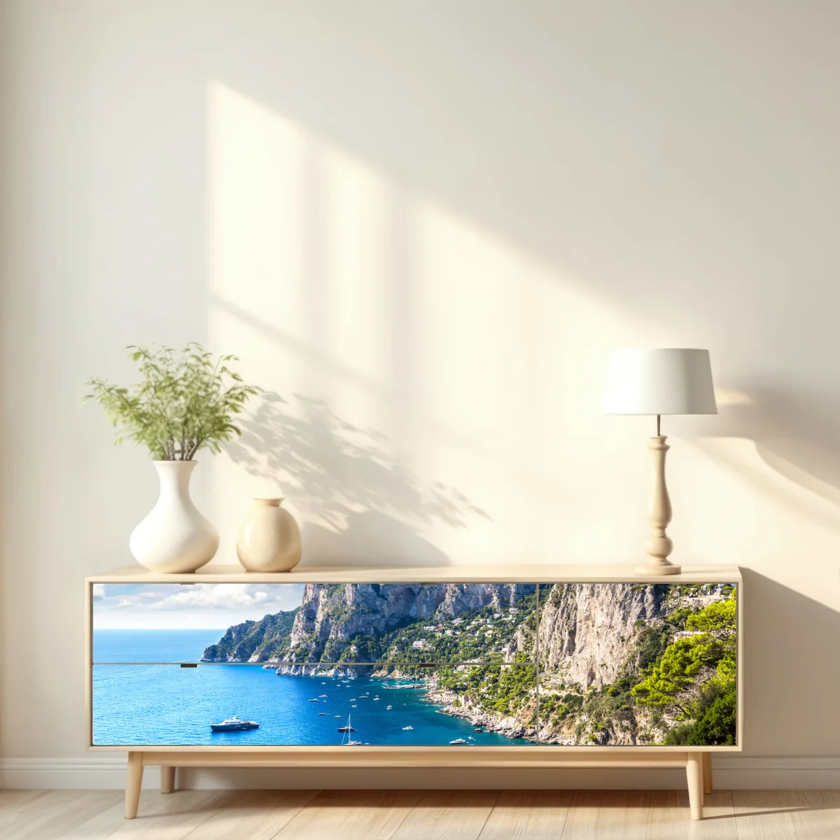 Repositionierbarer Aufkleber Capri sommerküste mit klippen Repositionierbarer Aufkleber Capri sommerküste mit klippen