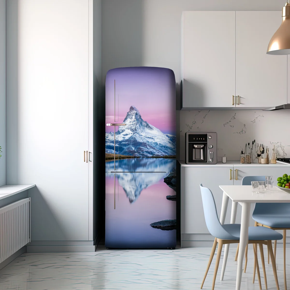 Kühlschrankaufkleber majestätischer alpenberg gespiegelt im ruhigen see Kühlschrankaufkleber majestätischer alpenberg gespiegelt im ruhigen see