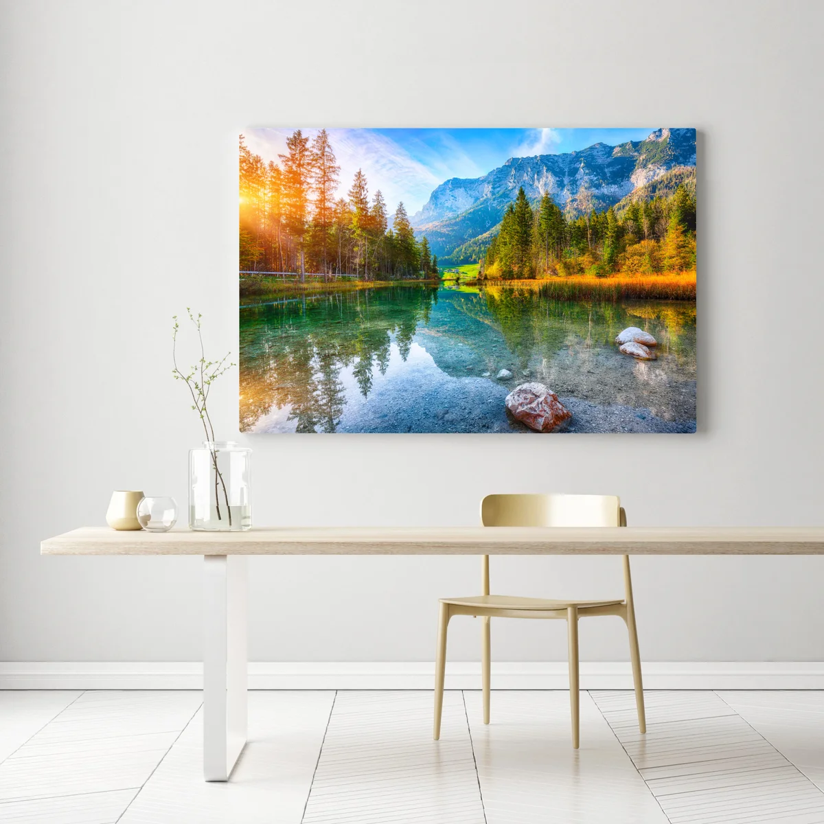 Leinwandbild Hintersee herbstliche see- und bergspiegelung Leinwandbild Hintersee herbstliche see- und bergspiegelung