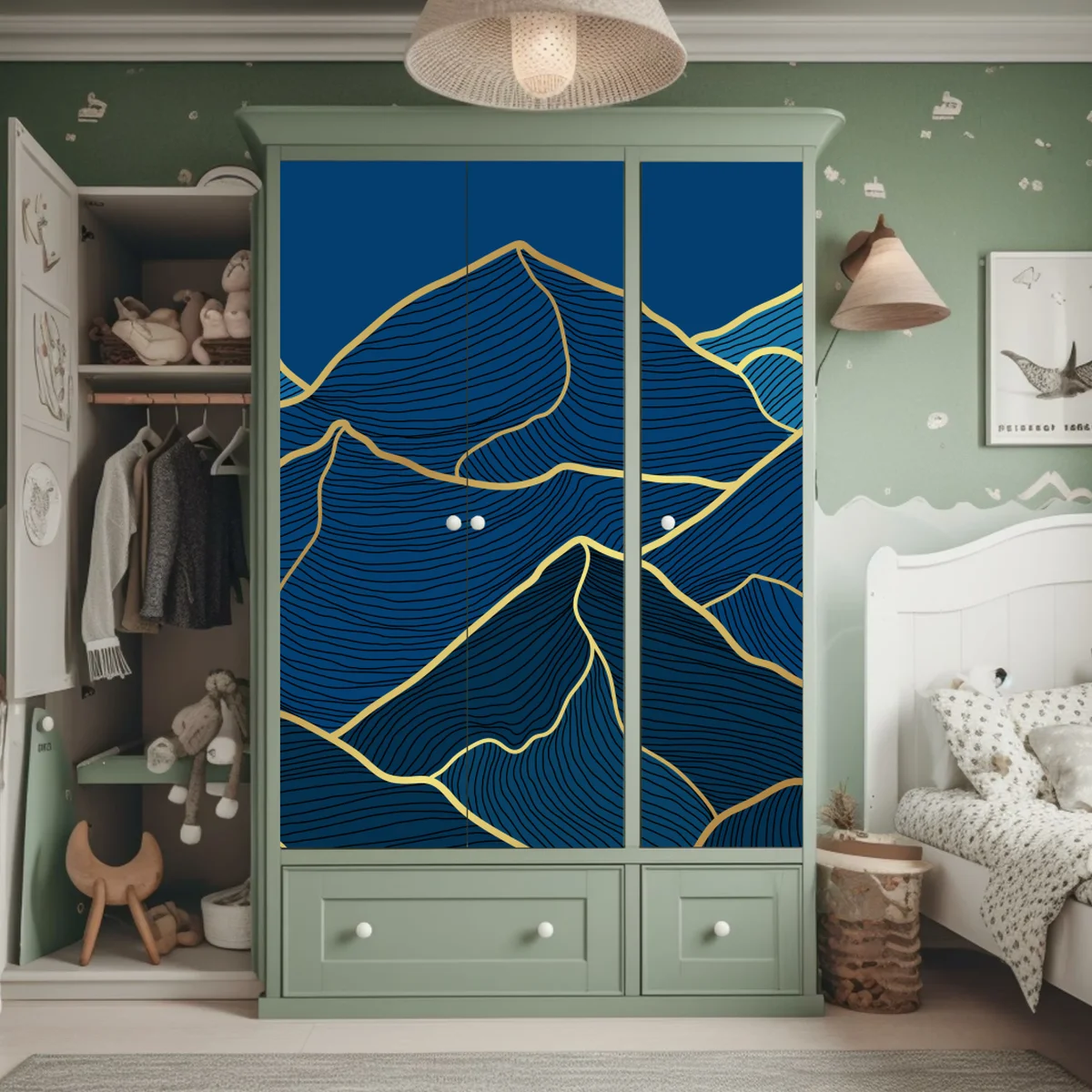 Schrankaufkleber goldene linien berglandschaft auf dunkelblauem hintergrund Schrankaufkleber goldene linien berglandschaft auf dunkelblauem hintergrund