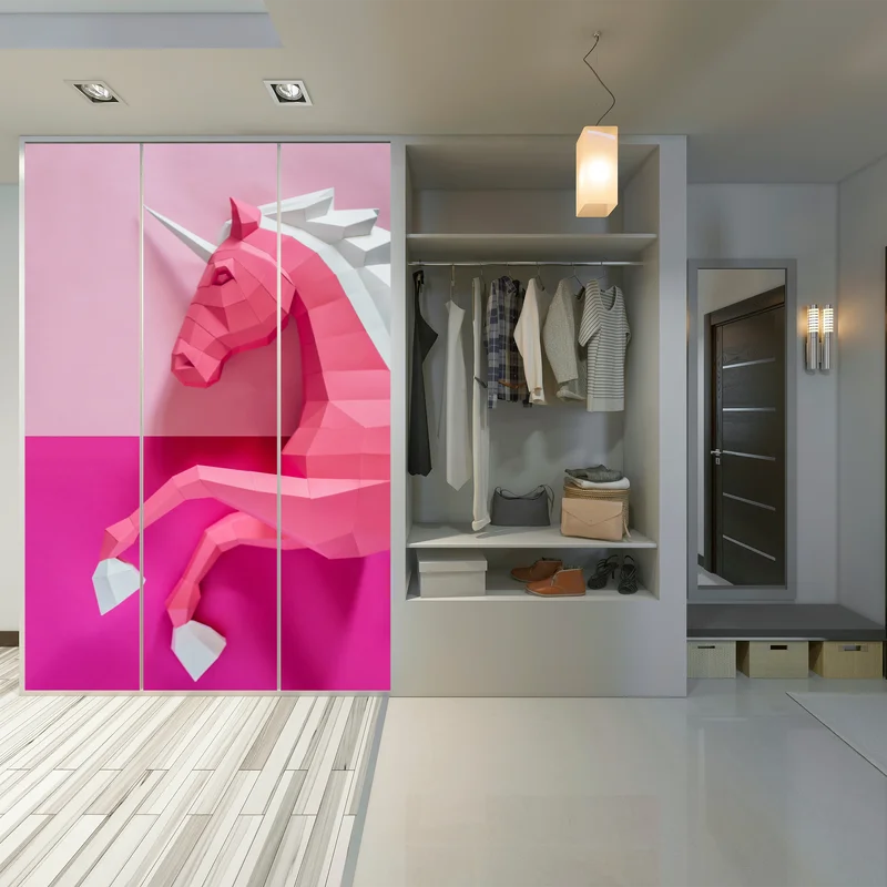 Schrankaufkleber rosa geometrisches einhorn