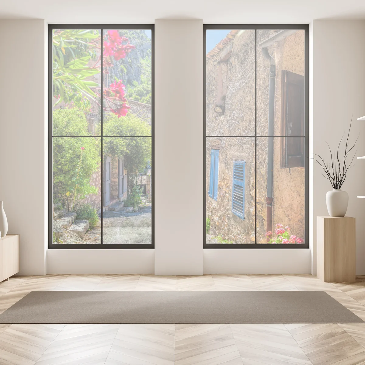 Naklejka na okno Moustiers Sainte Marie urokliwa uliczka w Prowansji Naklejka na okno Moustiers Sainte Marie urokliwa uliczka w Prowansji