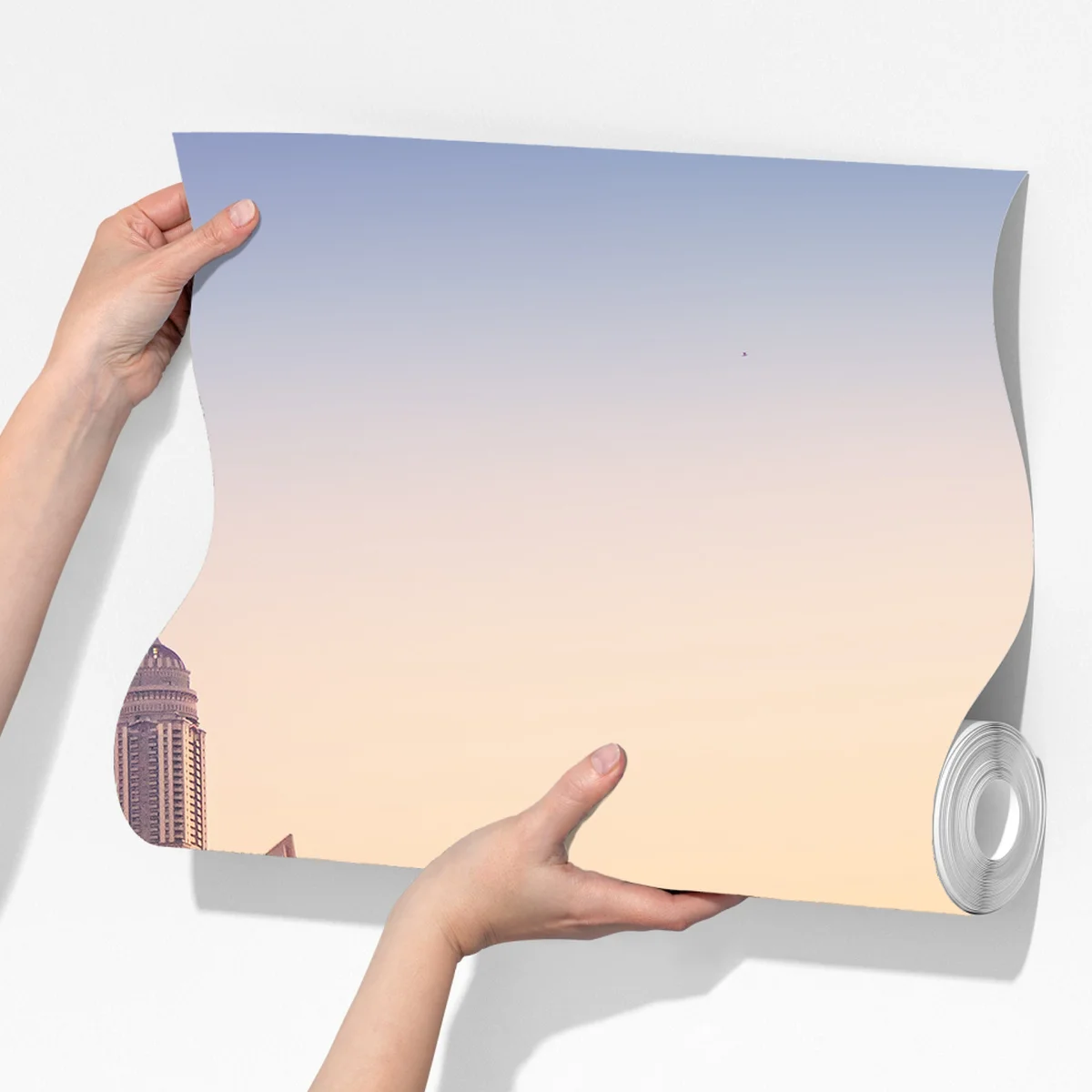 Fototapete Dubai skyline bei sonnenuntergang Fototapete Dubai skyline bei sonnenuntergang