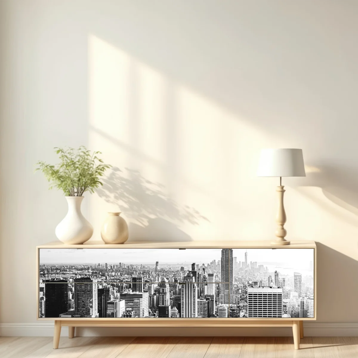 Repositionierbarer Aufkleber New York panorama in schwarzweiß Repositionierbarer Aufkleber New York panorama in schwarzweiß