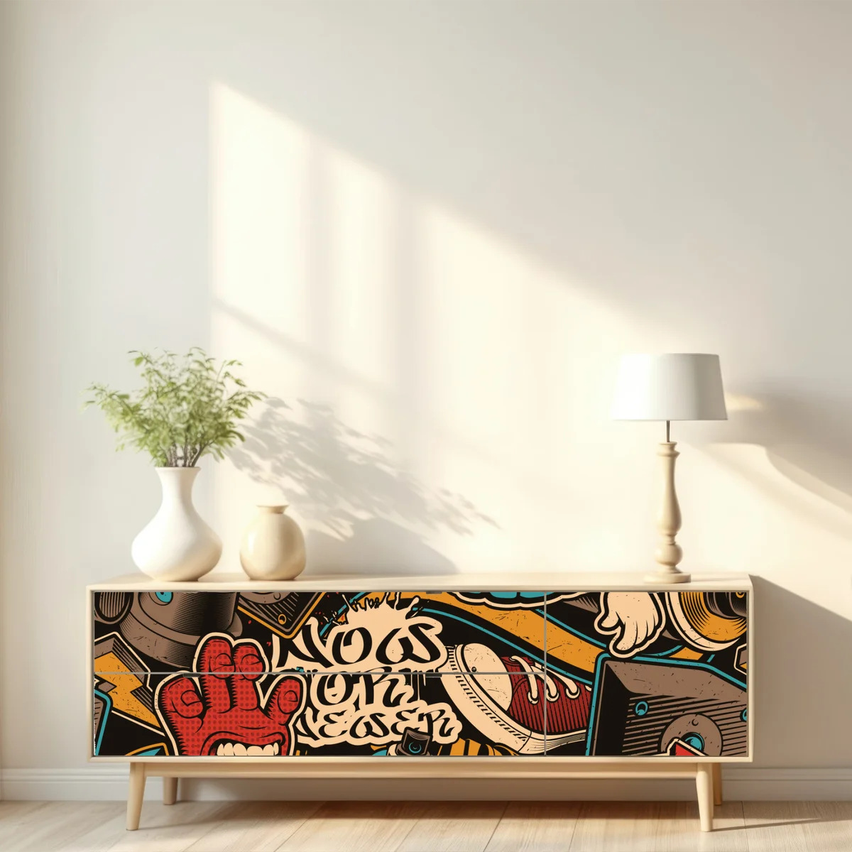 Repositionierbarer Aufkleber urbanes graffiti pop-art collage Repositionierbarer Aufkleber urbanes graffiti pop-art collage