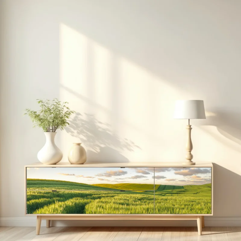 Repositionierbarer Aufkleber ruhige grüne wiesen panorama Repositionierbarer Aufkleber ruhige grüne wiesen panorama