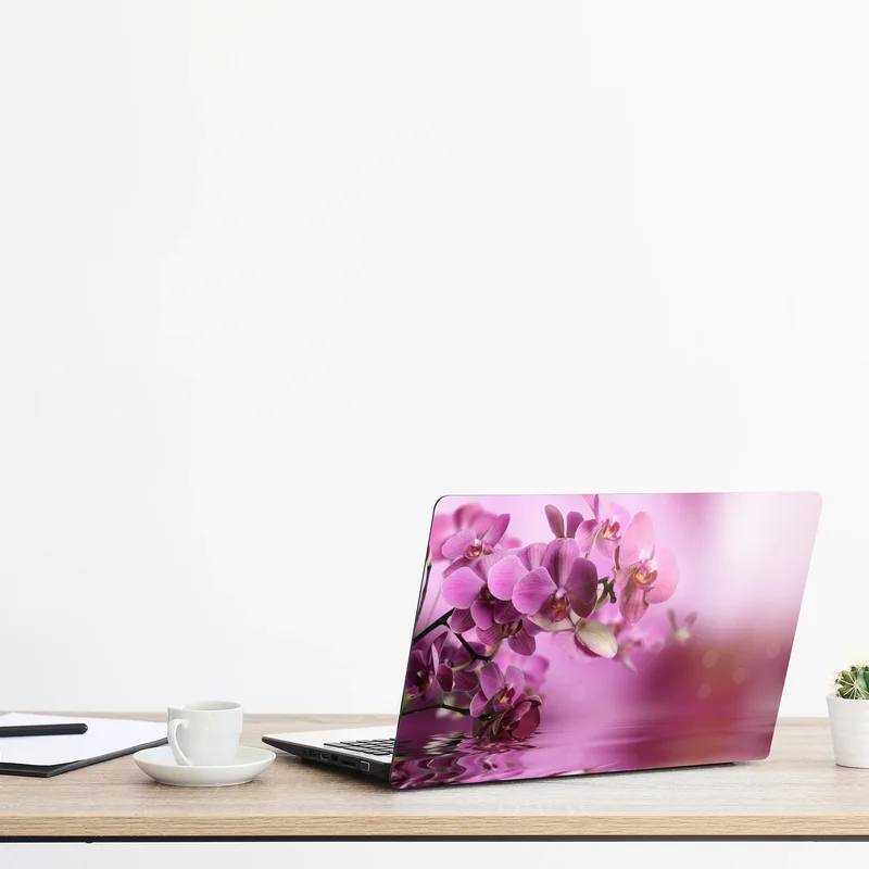 Laptop-Aufkleber rosa orchideen spiegelung