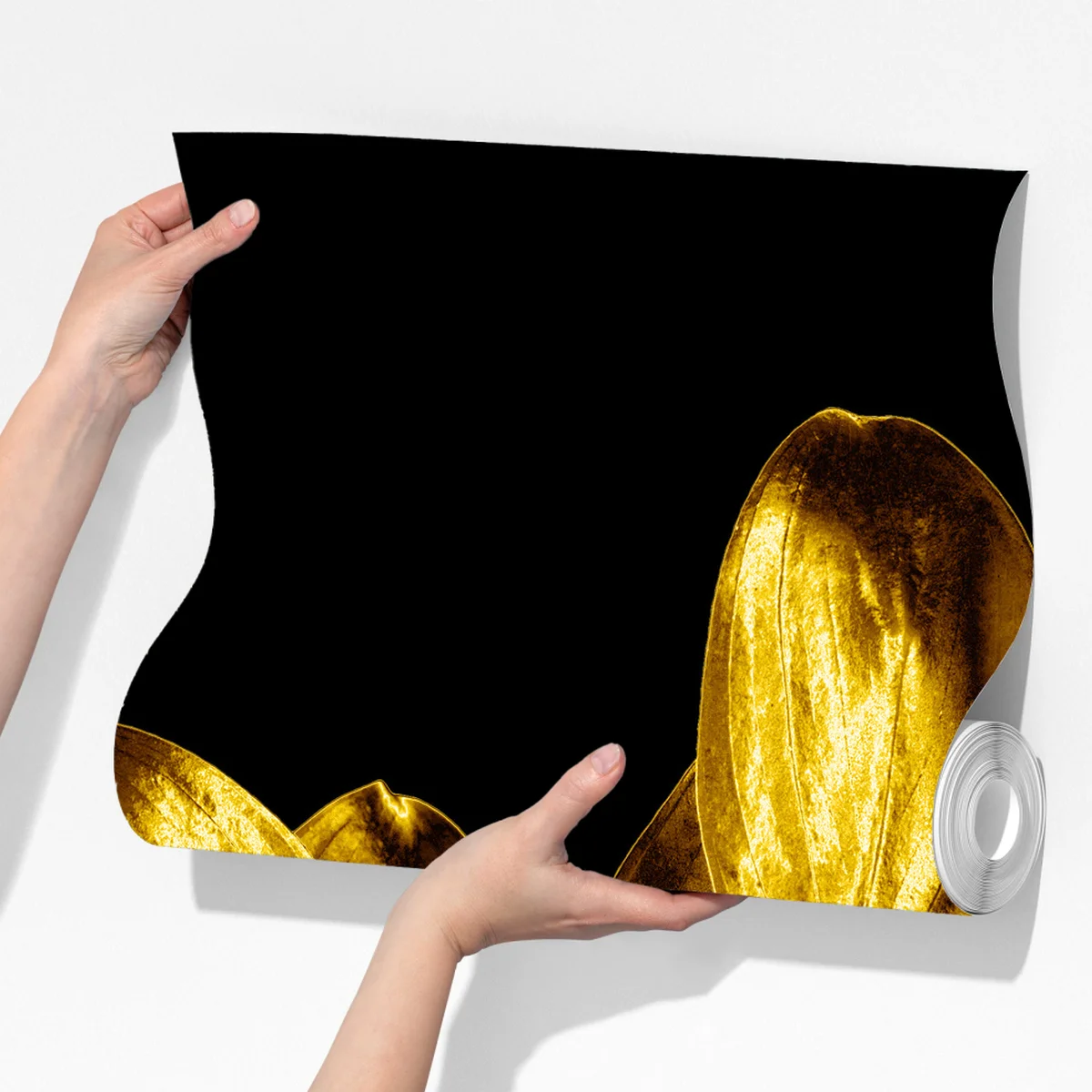 Fototapete goldener blattzweig auf schwarzem hintergrund Fototapete goldener blattzweig auf schwarzem hintergrund