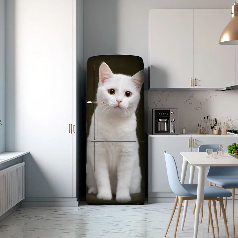 Kühlschrankaufkleber niedliches porträt einer weißen katze