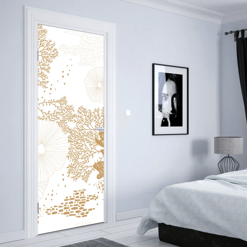 Türaufkleber zartes goldenes korallenmuster