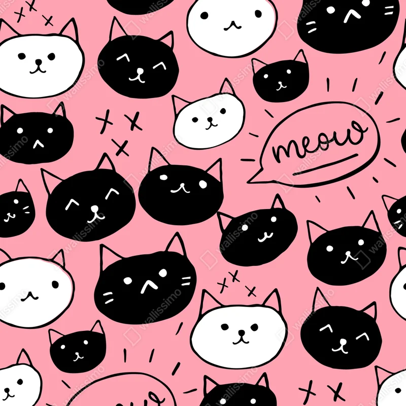 Poster niedliche katzengesichter muster in rosa • Poster bei Wallnifity® Poster niedliche katzengesichter muster in rosa • Poster bei Wallnifity®