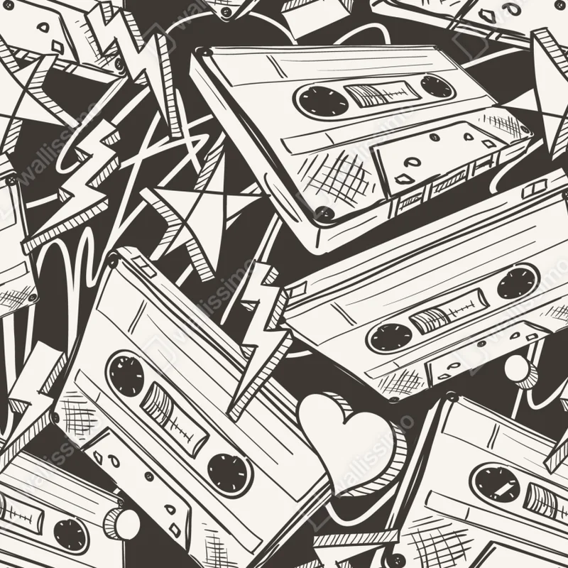 Schrankaufkleber vintage kassettenmuster Schrankaufkleber vintage kassettenmuster