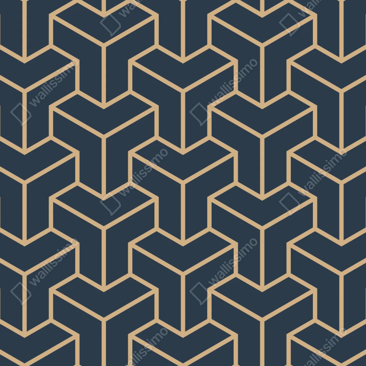 Poster marineblaues geometrisches würfelmuster Poster marineblaues geometrisches würfelmuster