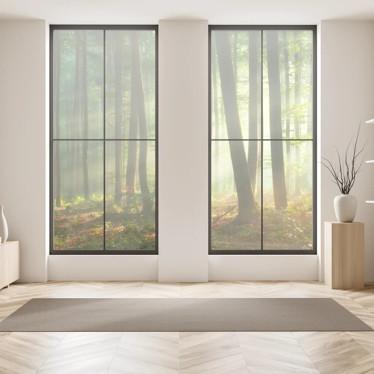 Fensteraufkleber sonnenbeschienener morgenwald Fensteraufkleber sonnenbeschienener morgenwald