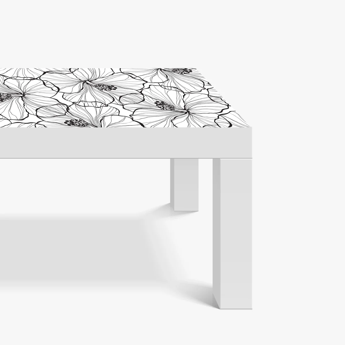 Tischaufkleber und Schreibtischaufkleber schwarzweißes hibiskus line art muster Tischaufkleber und Schreibtischaufkleber schwarzweißes hibiskus line art muster