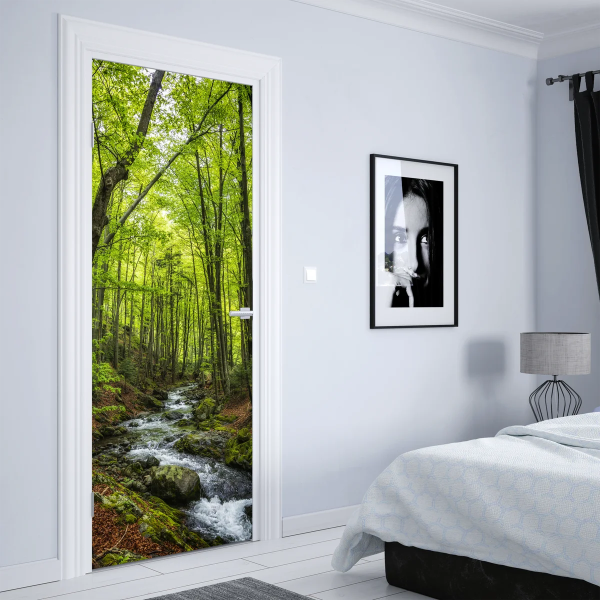 Türaufkleber ruhiger grüner waldbach Türaufkleber ruhiger grüner waldbach