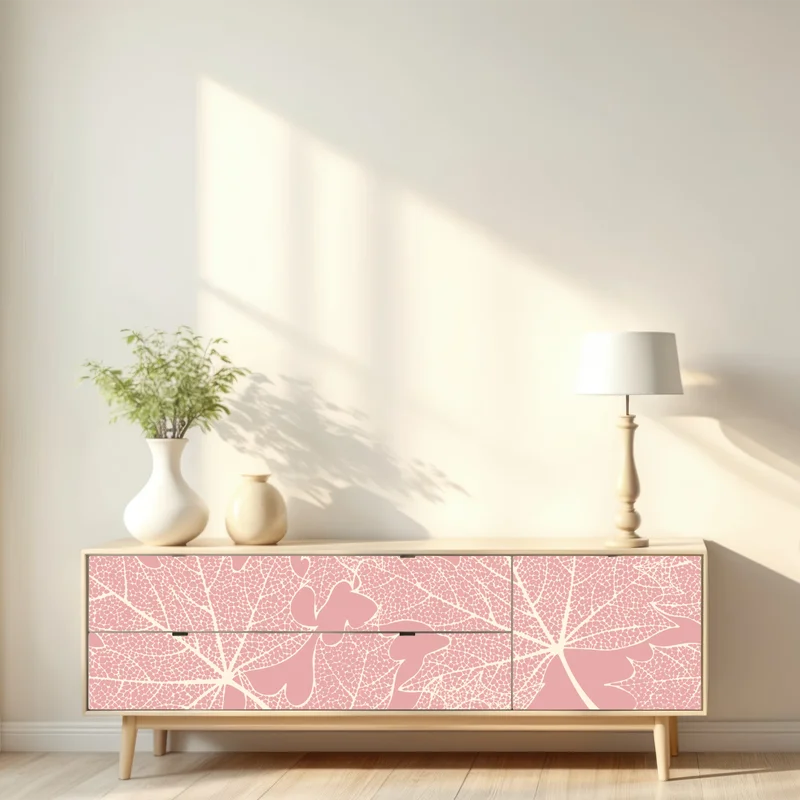 Repositionierbarer Aufkleber zartes rosa blattmuster