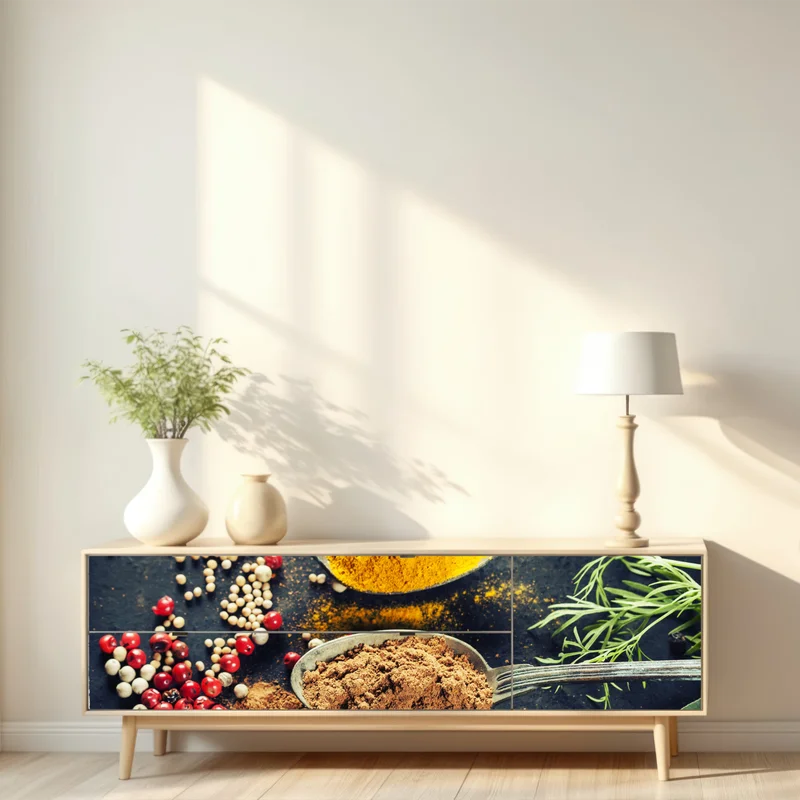 Repositionierbarer Aufkleber komposition aus gewürzen und kräutern Repositionierbarer Aufkleber komposition aus gewürzen und kräutern