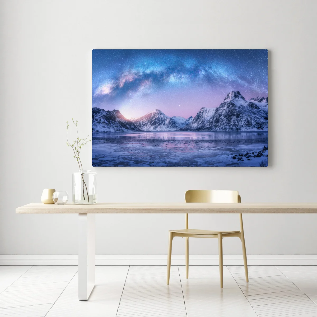 Leinwandbild ruhige arktische bergnacht unter der milchstraße Leinwandbild ruhige arktische bergnacht unter der milchstraße