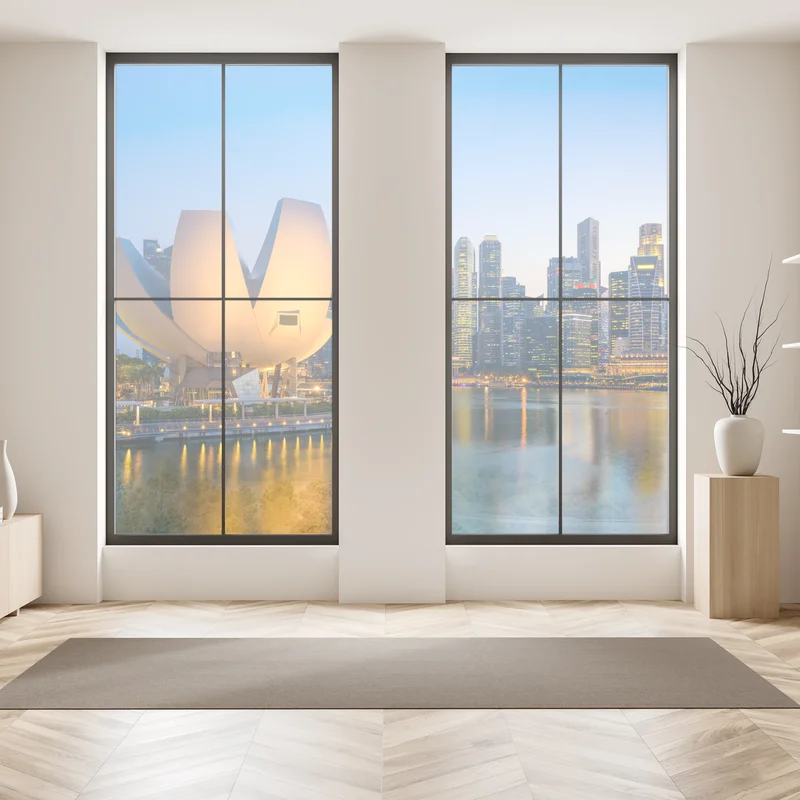 Fensteraufkleber Singapur skyline bei dämmerung