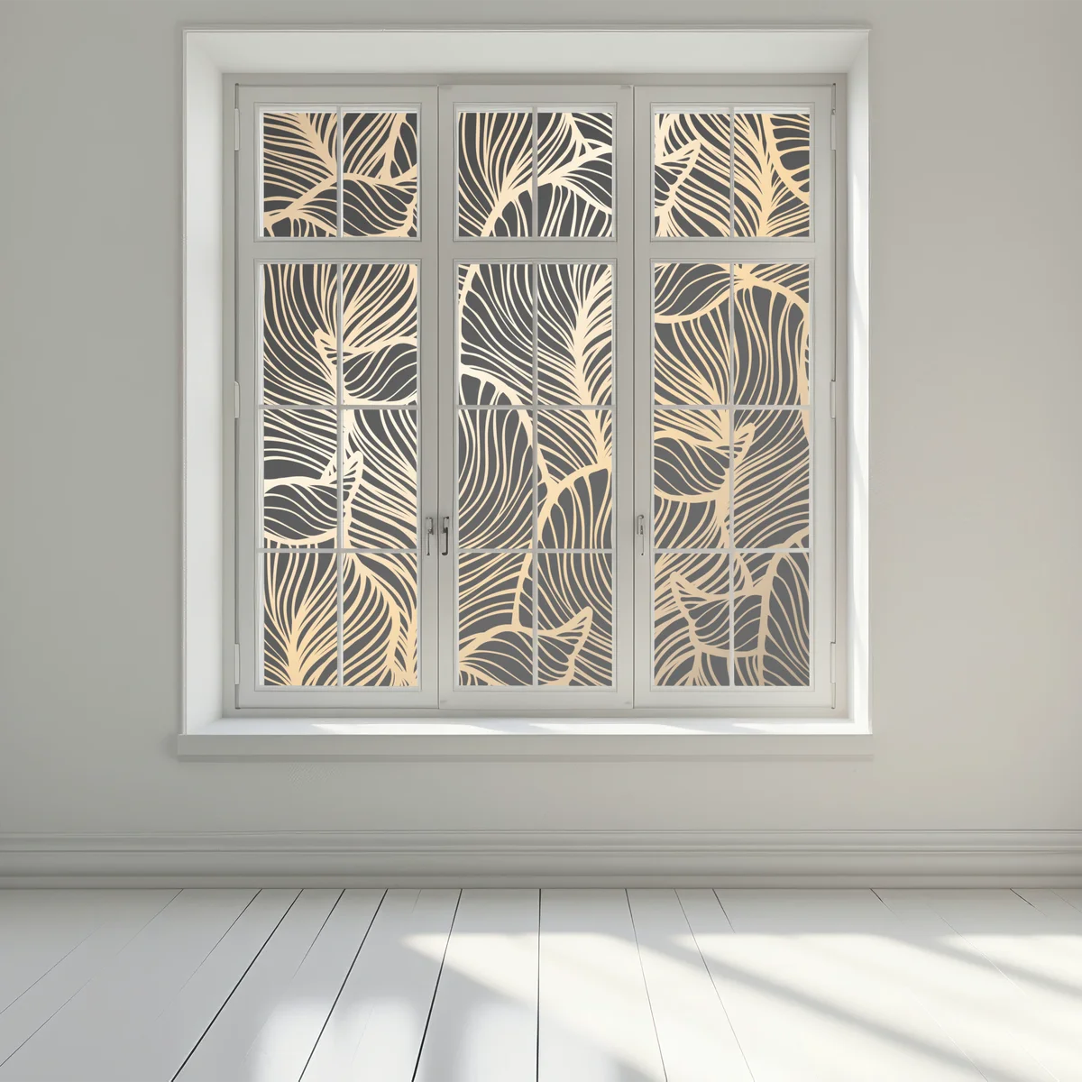 Fensteraufkleber goldenes blattmuster auf schwarzem hintergrund Fensteraufkleber goldenes blattmuster auf schwarzem hintergrund