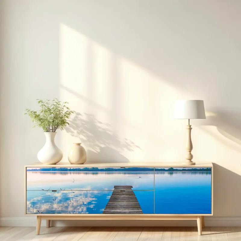 Repositionierbarer Aufkleber ruhiger steg am See Selment Wielki, Masuren