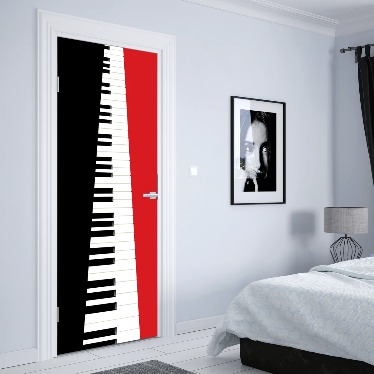 Türaufkleber schwarz-rotes klavier-tastatur motiv Türaufkleber schwarz-rotes klavier-tastatur motiv