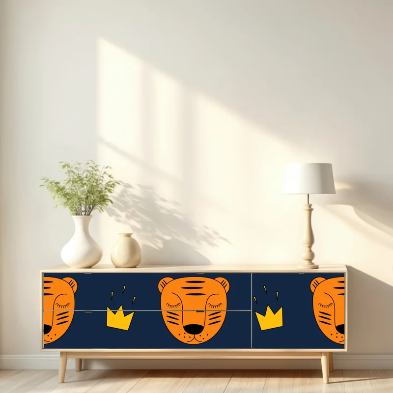 Repositionierbarer Aufkleber verspieltes tiger-muster für kinderzimmer