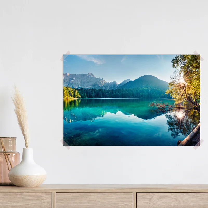 Poster sonniger Fusine see, Julische Alpen Poster sonniger Fusine see, Julische Alpen