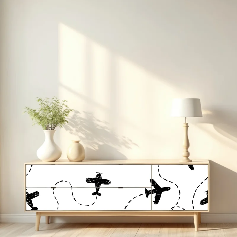 Repositionierbarer Aufkleber handgezeichnetes flugzeugmuster