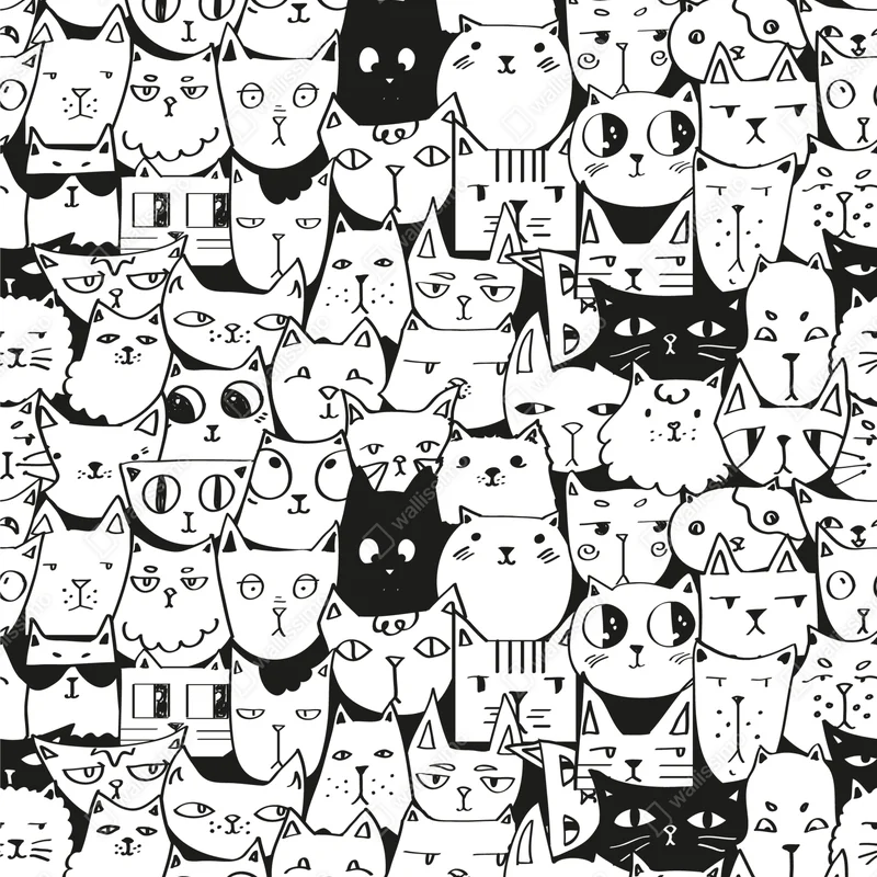 Poster verspieltes katzenmuster • Poster bei Wallnifity® Poster verspieltes katzenmuster • Poster bei Wallnifity®