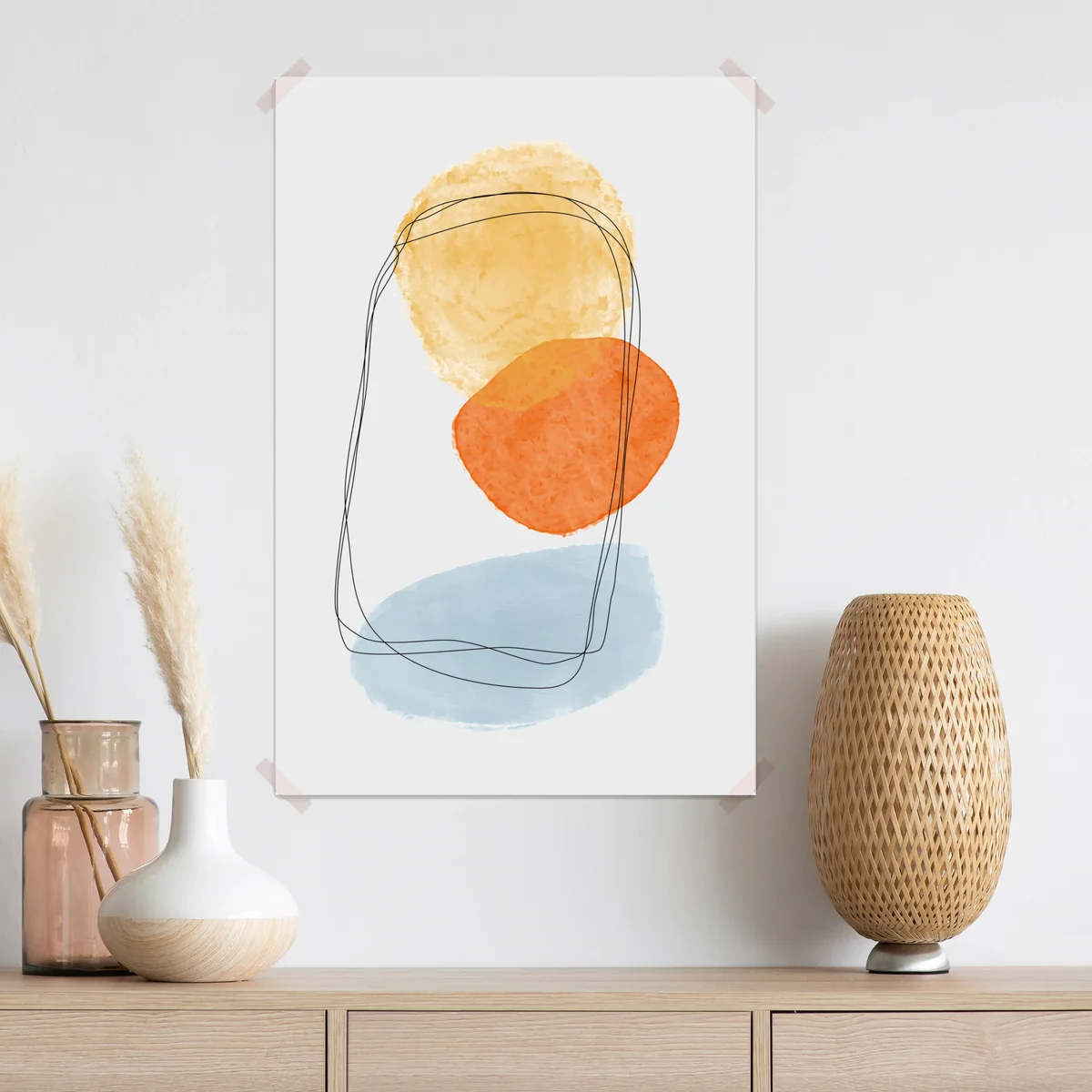 Poster abstrakte aquarellkomposition in warmen tönen • Poster bei Wallnifity® Poster abstrakte aquarellkomposition in warmen tönen • Poster bei Wallnifity®