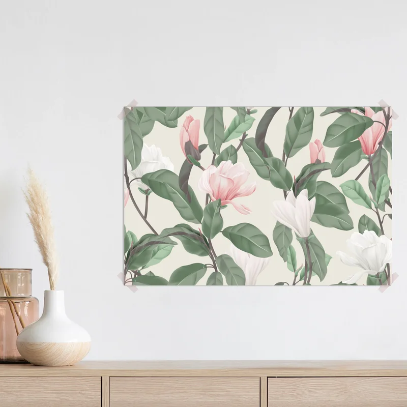 Poster pastell magnolienmuster • Poster bei Wallnifity® Poster pastell magnolienmuster • Poster bei Wallnifity®