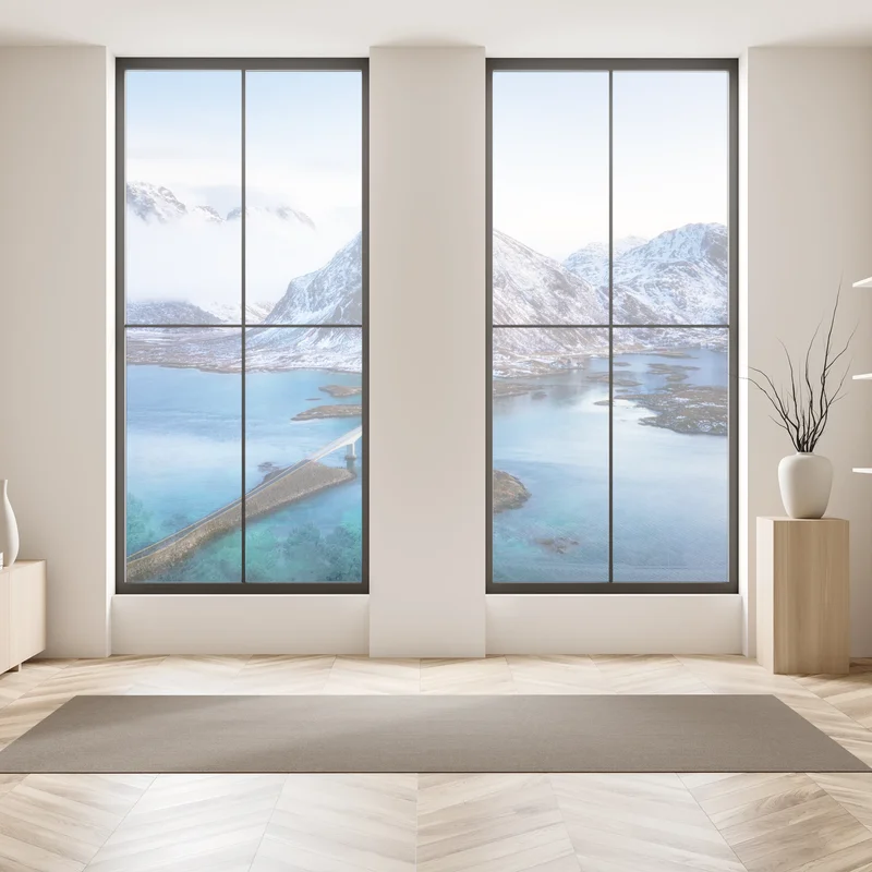 Fensteraufkleber Lofoten brücke und berg aus der luft