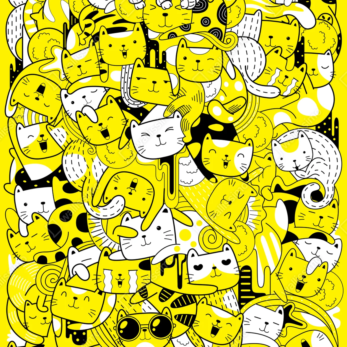 Leinwandbild verspielte gelbe katzen-collage Leinwandbild verspielte gelbe katzen-collage